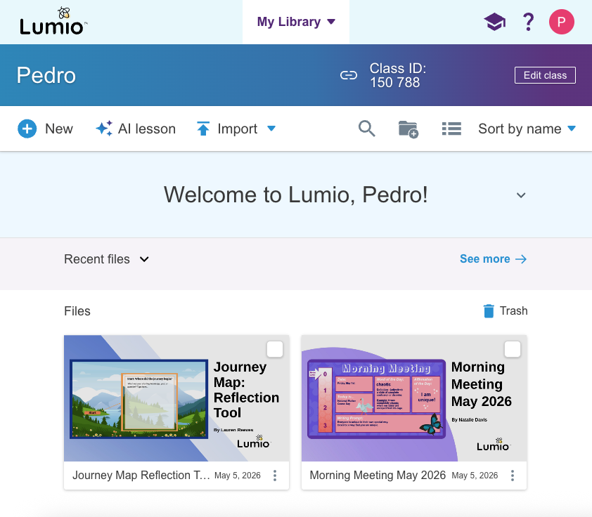 Lumio home interface preview