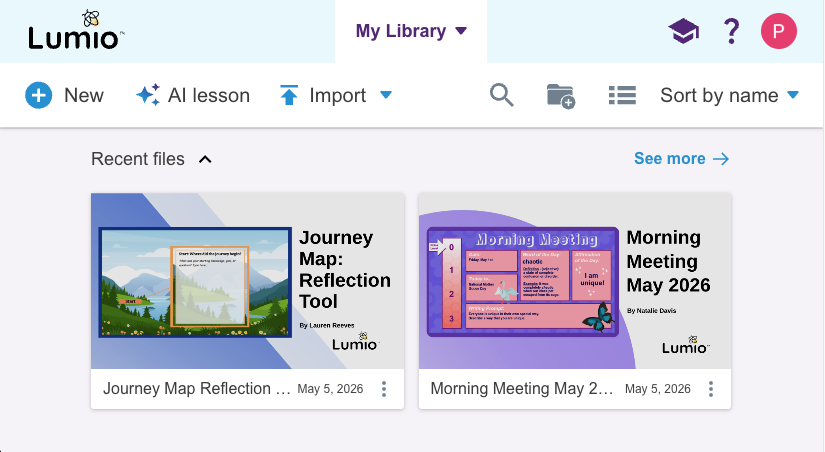 Lumio home interface preview